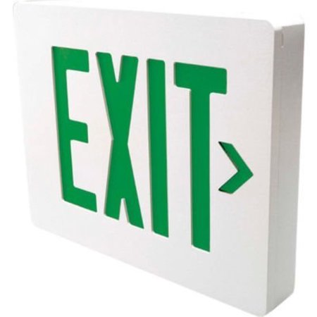 HUBBELL LIGHTING Hubbell SESGWN Die Cast Aluminum Exit Sign, White Brushed w/Green Letters, Single Face, Damp Listed SESGWNV11